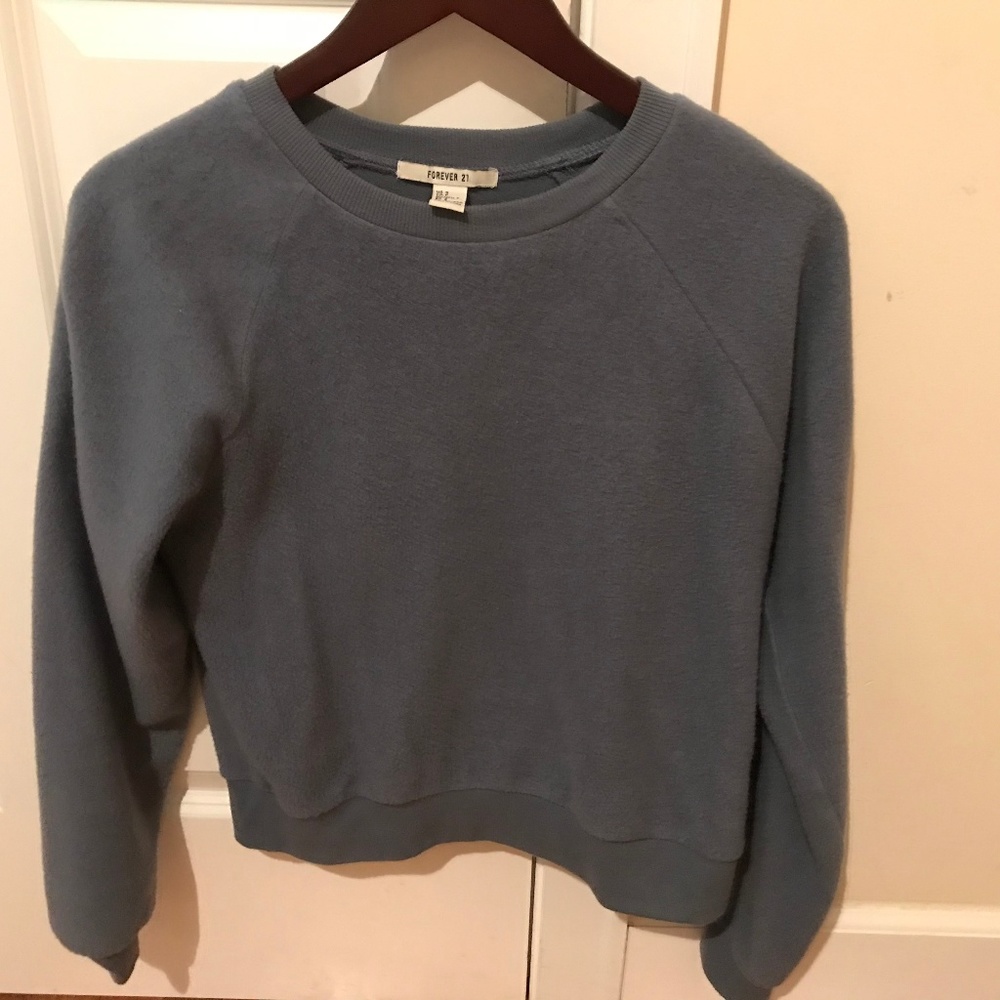 Forever 21 Sky Blue and Gray Fleece Pullover